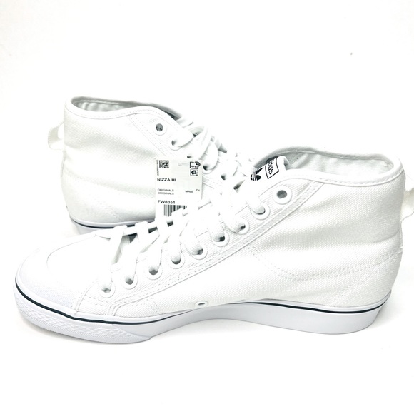 SOLD adidas Originals Nizza Hi Canvas White/Black Shoes Men's Size 8 FW8351 - Picture 4 of 7